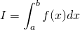 Rendered by QuickLaTeX.com \displaystyle I= \int_{a}^{b}}} f(x)dx